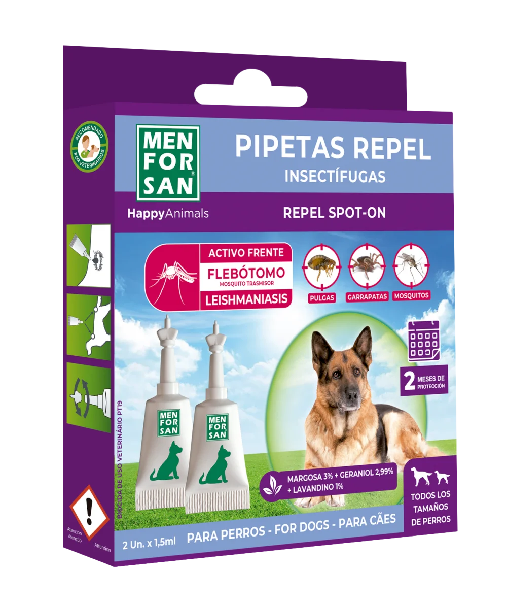 Pipetas anti insectos 2 unidades para perros | Menforsan