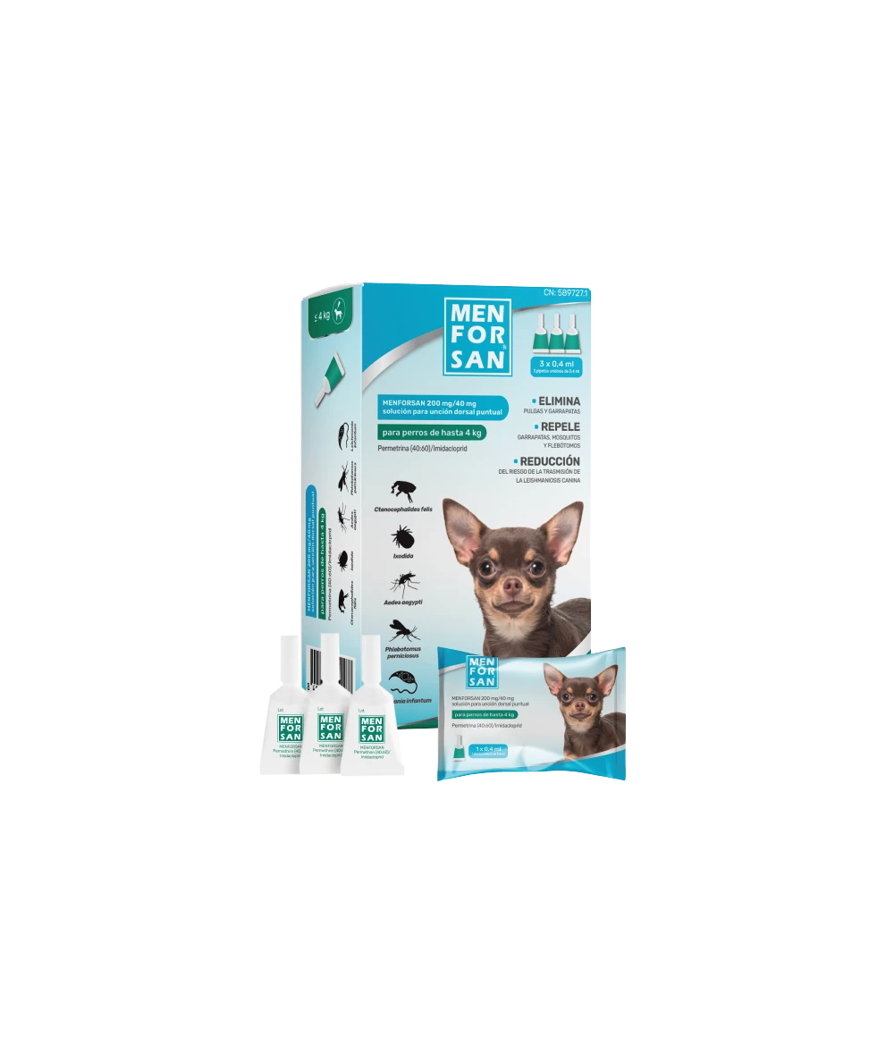 MENFORSAN® Pipetas antiparasitarias para perros de menos de 4kg