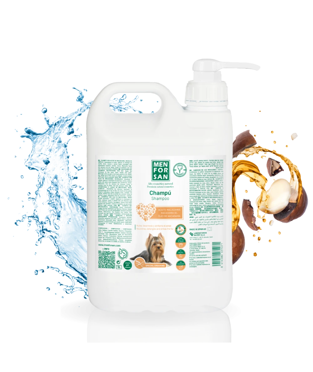 Champú para perros 5L | Aceite de Macadamia | Menforsan