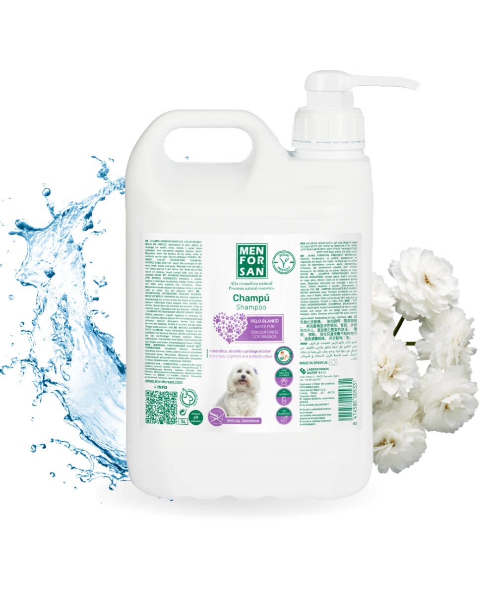 Garrafa de 5L champu perros pelo blanco