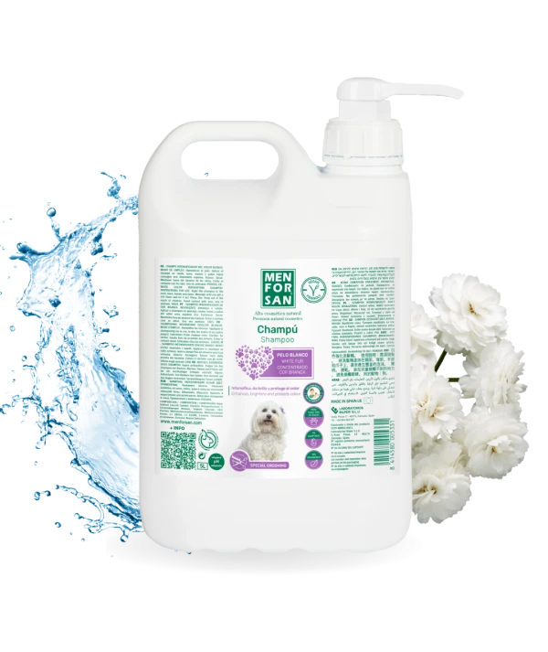 Garrafa de 5L champu perros pelo blanco