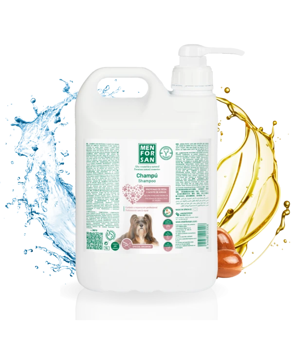 Silk protein and argan oil shampoo for dogs 5L | Menforsan