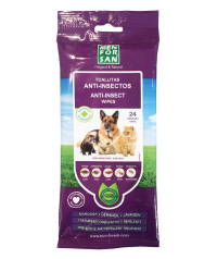 paquete de 24 toallitas anti insectos para mascotas