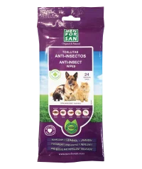 paquete de 24 toallitas anti insectos para mascotas