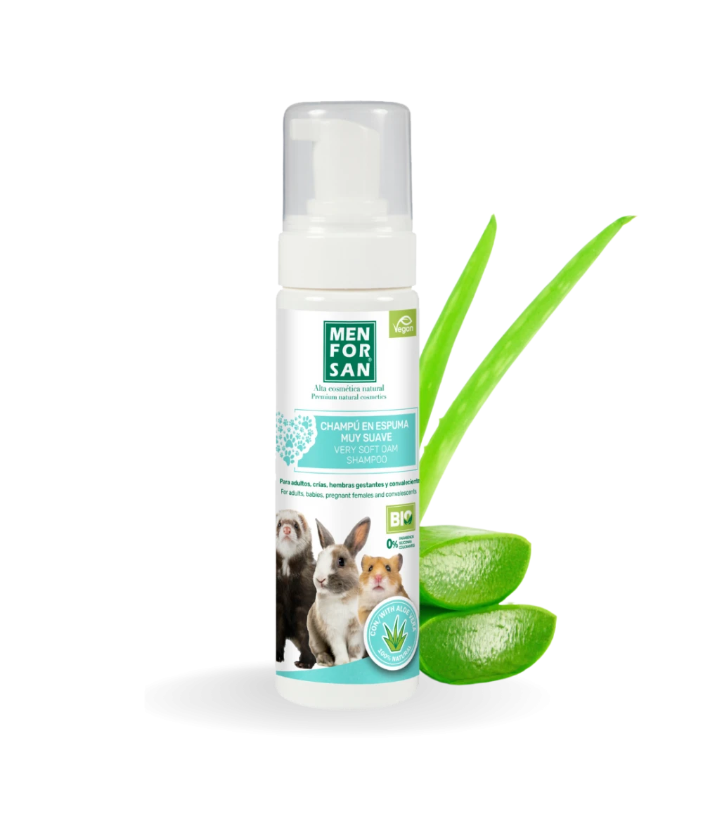 bote 200ml de champú en espuma para animales pequeños