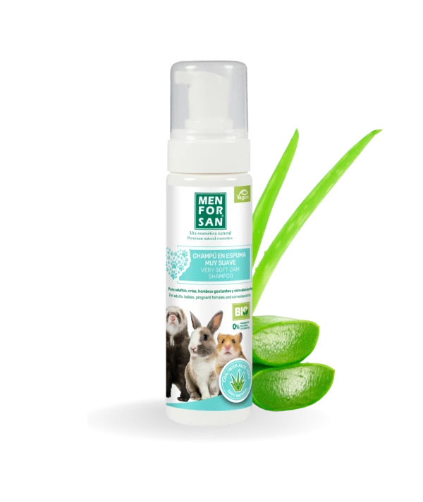 bote 200ml de champú en espuma para animales pequeños