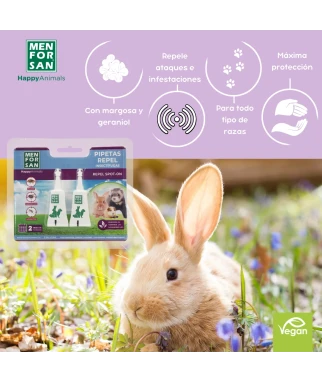 Pipetas repelentes de insectos para roedores, conejos y hurones 125ml | Menforsan