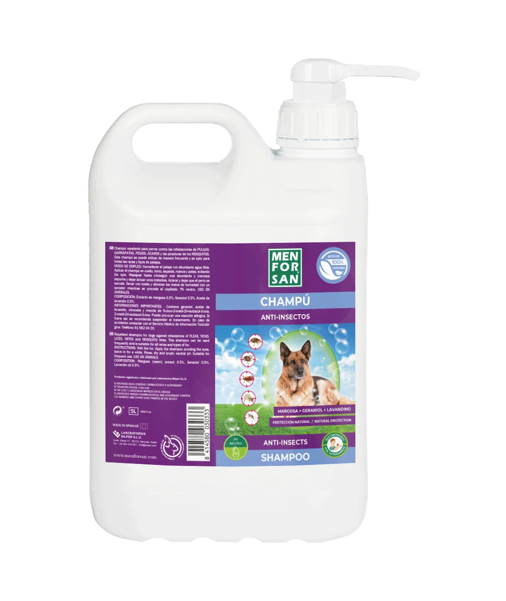 Anti insect shampoo for dogs (3 actives) 5L| Menforsan